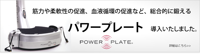 筋力や柔軟性の促進、血液循環の促進など、総合的に鍛えるパワープレートを導入致しました。